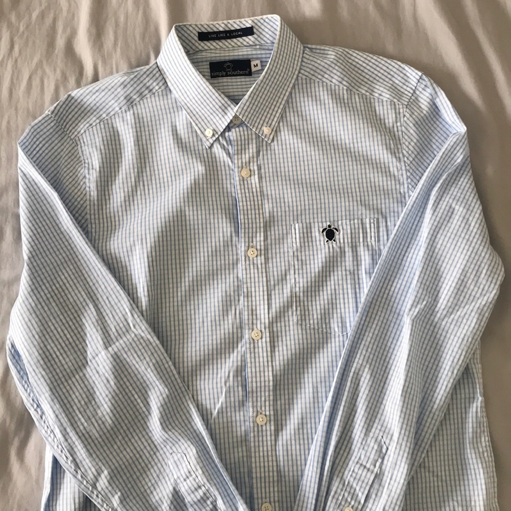 Mens Simply Southern Collection Light blue Oxford